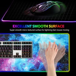 AIMSA RGB Gaming Mouse Pad Extended, Large Led Mousepads Non-Slip Rubber Base with 14 Lighting Modes, Computer Keyboard Mat