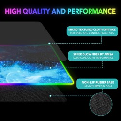 AIMSA RGB Gaming Mouse Pad Extended, Large Led Mousepads Non-Slip Rubber Base with 14 Lighting Modes, Computer Keyboard Mat
