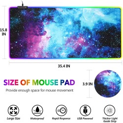 AIMSA RGB Gaming Mouse Pad Extended, Large Led Mousepads Non-Slip Rubber Base with 14 Lighting Modes, Computer Keyboard Mat