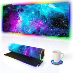 AIMSA RGB Gaming Mouse Pad Extended, Large Led Mousepads Non-Slip Rubber Base with 14 Lighting Modes, Computer Keyboard Mat