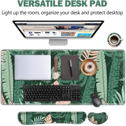 AIMSA Large Gaming Mouse Pad Set Keyboard Wrist Rest Support Mouse Pad, Ergonomic Memory Foam Multifunctional Extended Desk Mat