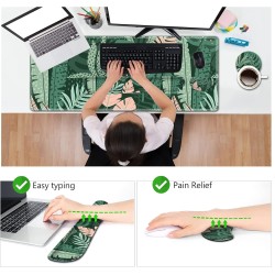 AIMSA Large Gaming Mouse Pad Set Keyboard Wrist Rest Support Mouse Pad, Ergonomic Memory Foam Multifunctional Extended Desk Mat