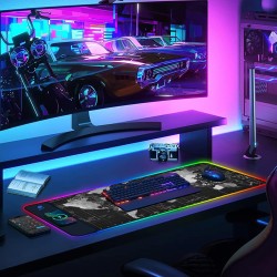 AIMSA Wireless Charging RGB Gaming Mouse Pad 15W, Extended LED Desk Mat Protector 14 Light Modes Extra Large Mousepad Non-Slip
